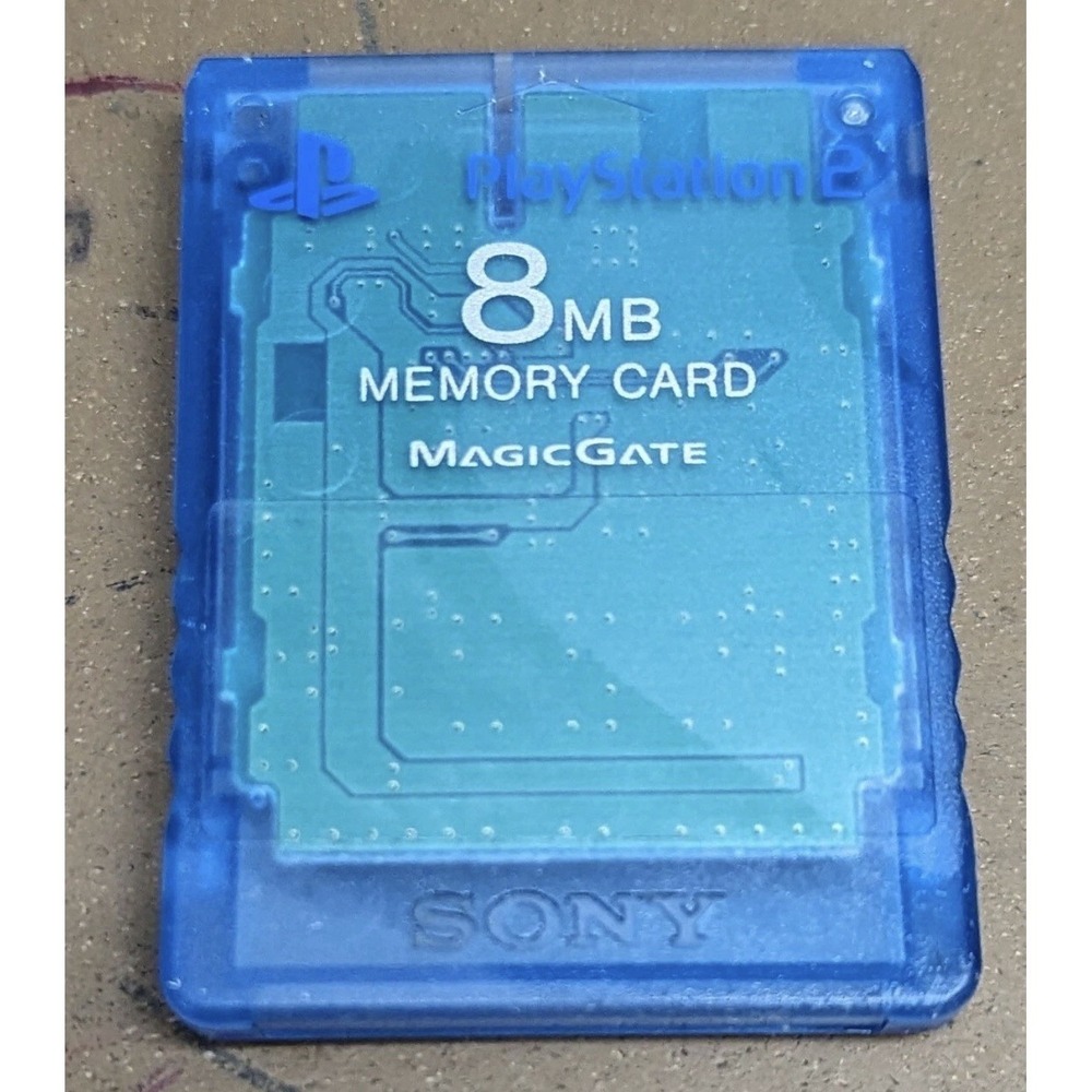 Official Clear Blue PS2 Sony PlayStation 2 8MB Memory Card SCPH-10020 OEM